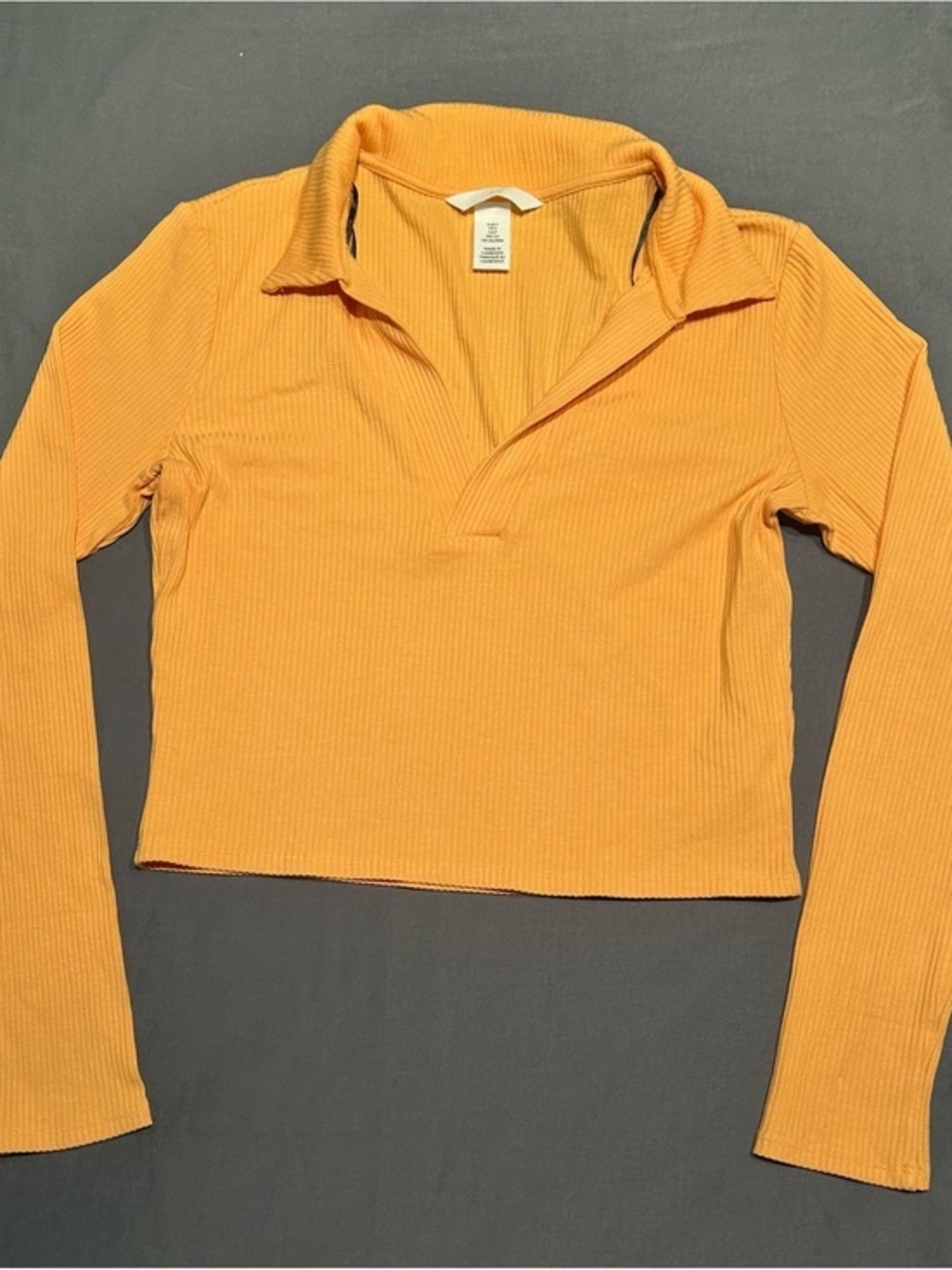 H&M Orange Cropped Collar Long Sleeve Shirt